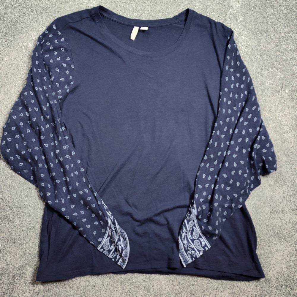 Est. 1946 Womens Shirt Long Sleeve Blue Paisley Print Casual Top Comfort Boho